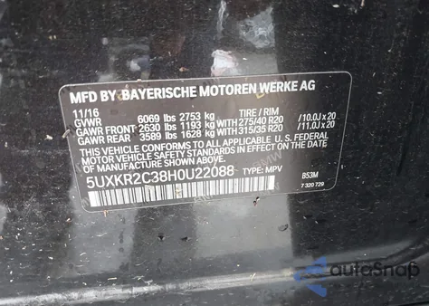 2017 BMW X5 Sdrive35I z USA, uszkodzony, nr VIN 5UXKR2C38H0U22088